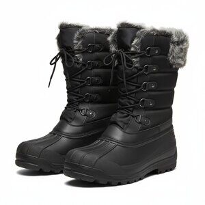 Thermo Lite Waterproof Women’s Black Boots Size 11 Fur lace up NEW
